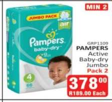 PAMPERS Active Baby-dry Jumbo Pack 2