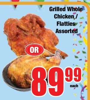 Grilled Whole Chicken / Flatties Assorted