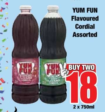 YUM FUN Flavoured Cordial Assorted