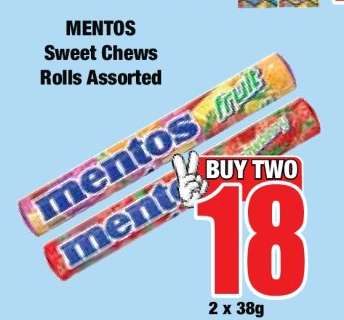 MENTOS Sweet Chews Rolls Assorted