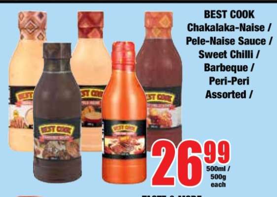 BEST COOK Chakalaka-Naise / Pele-Naise Sauce / Sweet Chilli / Barbeque / Peri-Peri Assorted