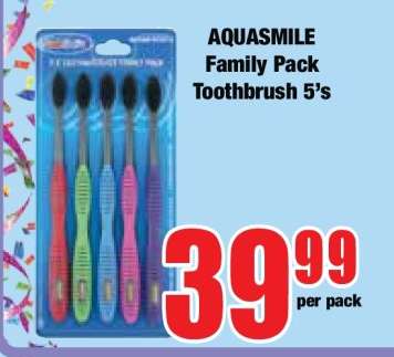 AQUASMILE Family Pack Toothbrush 5's