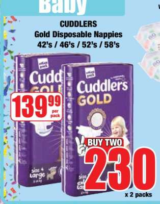 CUDDLERS Gold Disposable Nappies