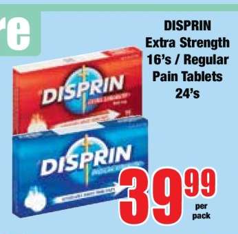 DISPRIN Extra Strength 16's / Regular Pain Tablets 24's