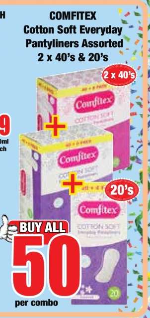 COMFITEX Cotton Soft Everyday Pantyliners Assorted