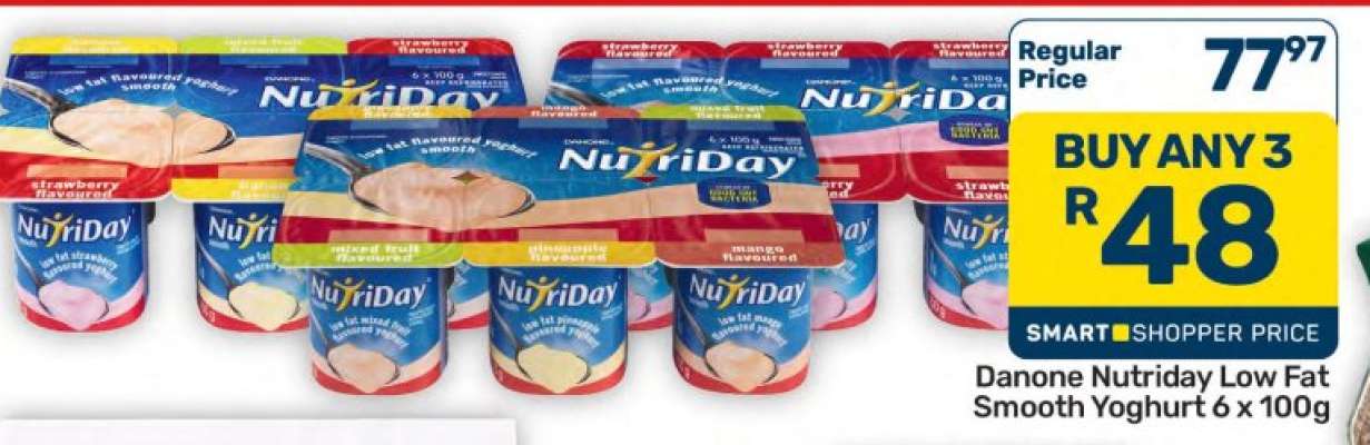 Danone Nutriday Low Fat Smooth Yoghurt 6 x 100g
