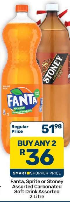 Fanta, Sprite or Stoney Assorted Carbonated Soft Drink