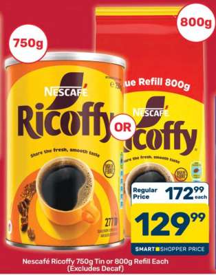 Nescafé Ricoffy 750g Tin or 800g Refill