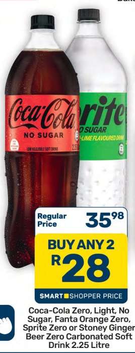 Coca-Cola Zero, Light, No Sugar, Fanta Orange Zero, Sprite Zero or Stoney Ginger Beer Zero Carbonated Soft Drink