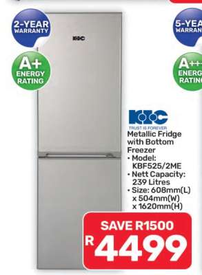 Metallic Fridge with Bottom Freezer