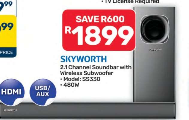 SKYWORTH 2.1 Channel Soundbar with Wireless Subwoofer