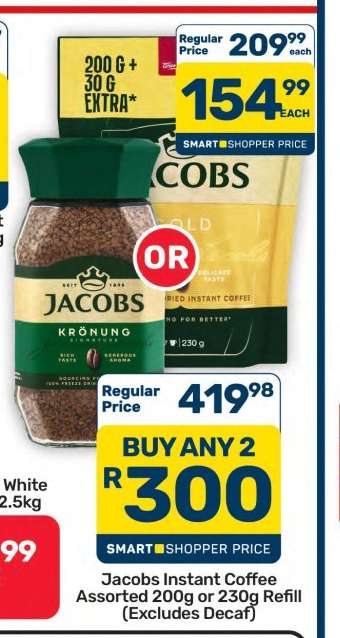 Jacobs Instant Coffee Assorted 200g or 230g Refill