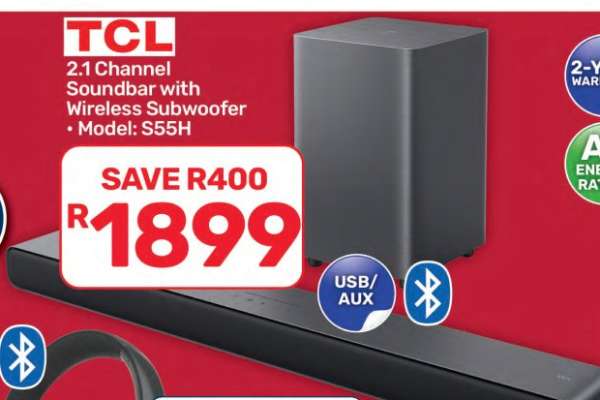TCL 2.1 Channel Soundbar with Wireless Subwoofer