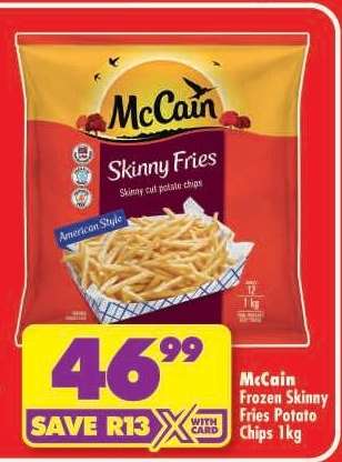 McCain Frozen Skinny Fries Potato Chips 1kg