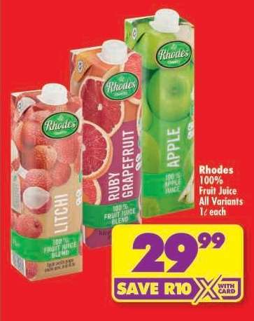 Rhodes 100% Fruit Juice All Variants