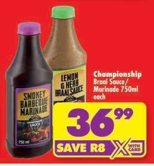 Championship Braai Sauce / Marinade 750ml