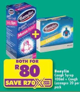 Benylin Cough Syrup 100ml + Cough Lozenges 20 per pack