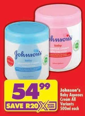 Johnson’s Baby Aqueous Cream All Variants 500ml each