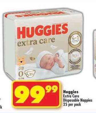 Huggies Extra Care Disposable Nappies 25 per pack