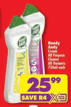 HANDY ANDY CREAM ALL PURPOSE CLEANER all variants 750ml each
