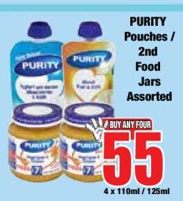 PURITY Pouches / 2nd Food Jars Assorted
