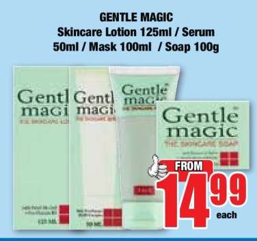 GENTLE MAGIC Skincare Lotion 125ml / Serum 50ml / Mask 100ml / Soap 100g