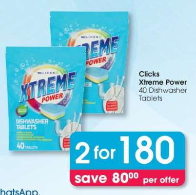 Clicks Xtreme Power 40 Dishwasher Tablets