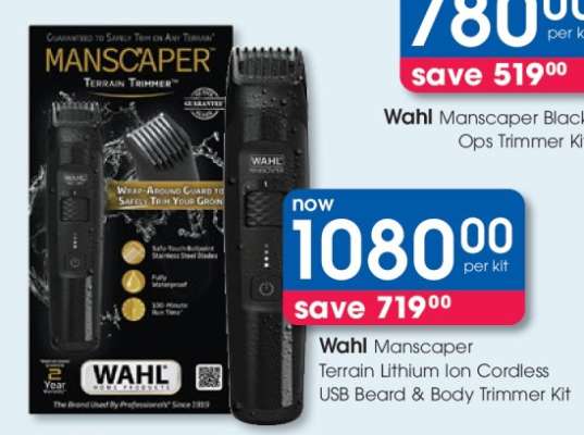 Wahl Manscaper Terrain Lithium Ion Cordless USB Beard & Body Trimmer Kit