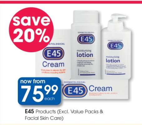 E45 Products (Excl. Value Packs & Facial Skin Care)