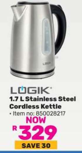 LOGIK 1.7 L Stainless Steel Cordless Kettle