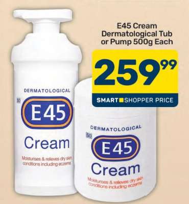 E45 Cream Dermatological Tub or Pump 500g Each