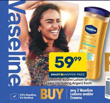 Vaseline 400ml Lotion or Cream (Including Argan) Each