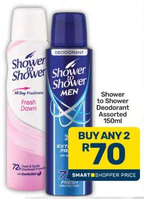 Shower To Shower Deodorant Assorted 150ml