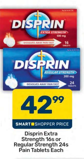 Disprin Extra Strength 16s or Regular Strength 24s Pain Tablets Each