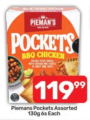 Piemans Pockets Assorted 130g 6s Each