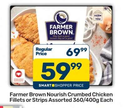 Farmer Brown Nourish Crumbed Chicken Fillets or Strips Assorted 360/400g Each