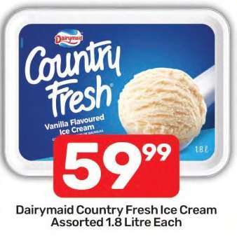 Dairymaid Country Fresh Ice Cream Assorted 1.8 Litre Each