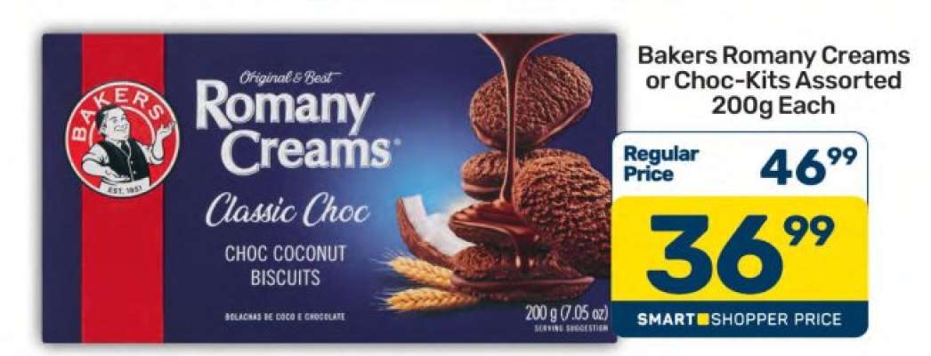 Bakers Romany Creams or Choc-Kits Assorted 200g Each