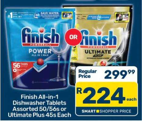 Finish All-in-1 Dishwasher Tablets Assorted 50/56s or Ultimate Plus 45s Each