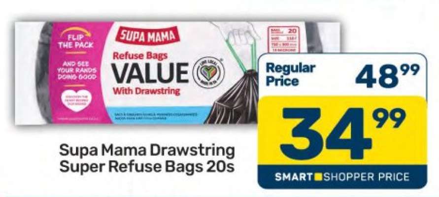 Supa Mama Drawstring Super Refuse Bags 20s