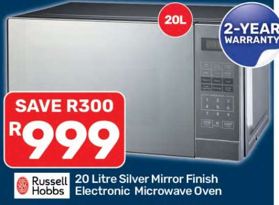 20 Litre Silver Mirror Finish Electronic Microwave Oven
