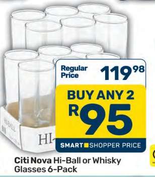 Citi Nova Hi-Ball or Whisky Glasses 6-Pack
