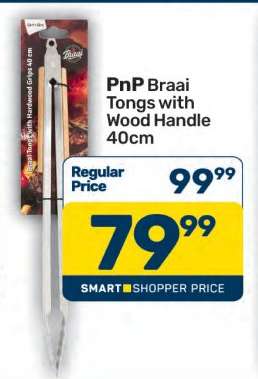 PnP Braai Tongs with Wood Handle 40cm