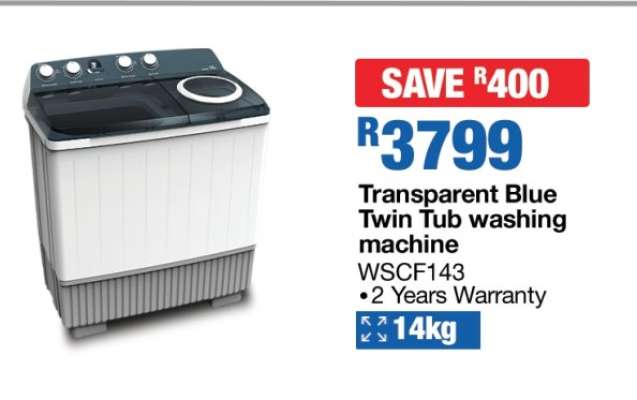 Transparent Blue Twin Tub washing machine