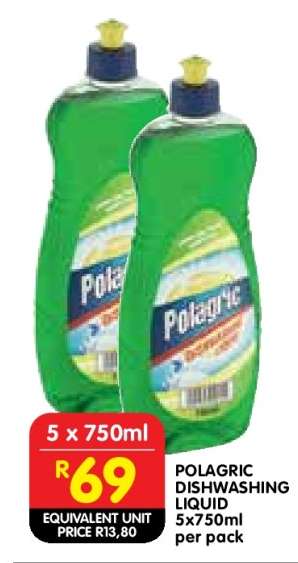POLAGRIC DISHWASHING LIQUID 5x750ml per pack