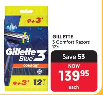 GILLETTE 3 Comfort Razors 12's