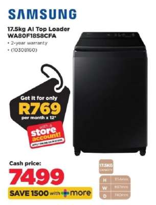Samsung 17.5kg AI Top Loader WA80F18S8CFA
