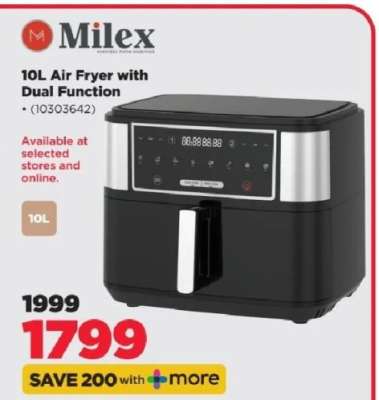 Milex 10L Air Fryer with Dual Function