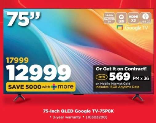 75-Inch QLED Google TV-75P8K
