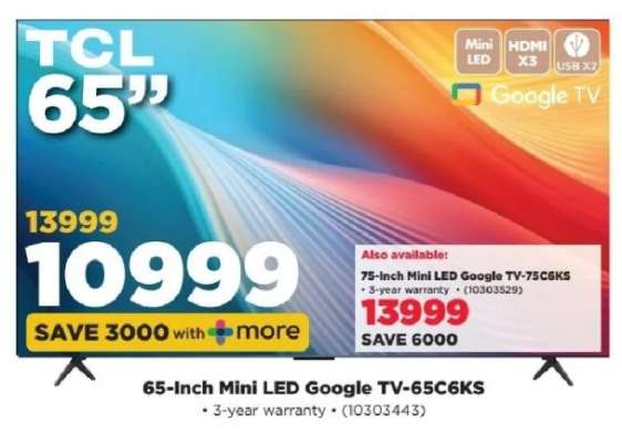 65-inch Mini LED Google TV-65C6KS